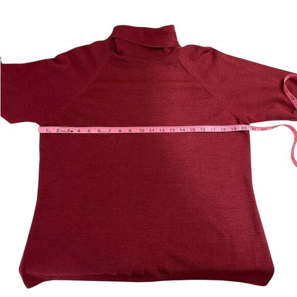 Talora Merino Wool Turtleneck Sweater Raglan Sleeves Red Size Large Holiday - Picture 6 of 9
